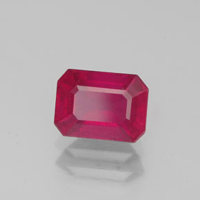 Rubi vermelho natural 1,50ct, corte esmeralda, VS-SI