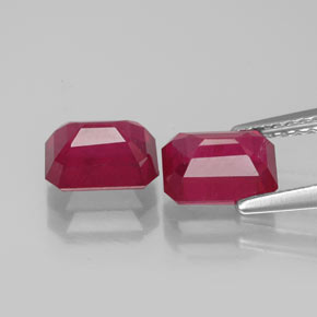 Pedras preciosas de rubi vermelho natural de  ct, corte esmeralda, VS-SI