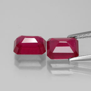 Pedras preciosas de rubi vermelho natural de  ct, corte esmeralda, VS-SI