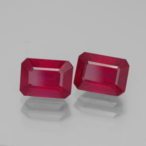 Pedras preciosas de rubi vermelho natural de  ct, corte esmeralda, VS-SI