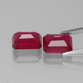 Pedras preciosas de rubi vermelho natural de  ct, corte esmeralda, VS-SI