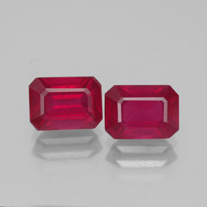 Pedras preciosas de rubi vermelho natural de  ct, corte esmeralda, VS-SI