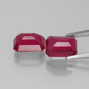 Pedras preciosas de rubi vermelho natural de  ct, corte esmeralda, VS-SI