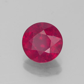 Rubi vermelho natural 1,47ct, corte redondo, VS-SI