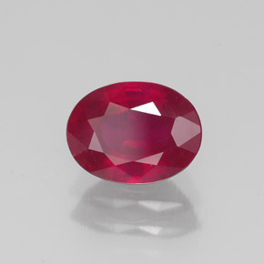 Rubi vermelho natural 1,64ct, corte oval, SI
