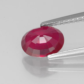 Rubi vermelho natural 1,64ct, corte oval, SI