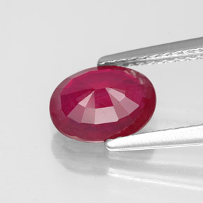Rubi vermelho natural 1,64ct, corte oval, SI