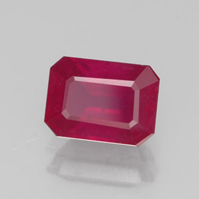 Rubi vermelho natural 1,46ct, corte esmeralda, VS-SI