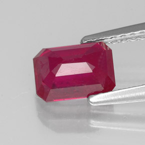 Rubi vermelho natural 1,46ct, corte esmeralda, VS-SI