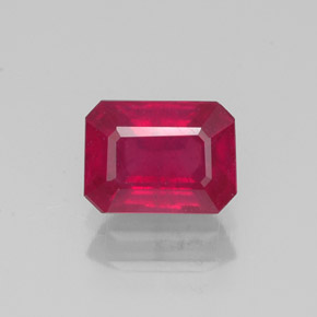 Rubi vermelho natural 1,29ct, corte esmeralda, VS-SI