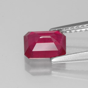 Rubi vermelho natural 1,29ct, corte esmeralda, VS-SI