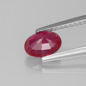 Rubi vermelho natural 0,89ct, corte oval, VS-SI