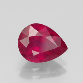 Rubi vermelho natural 2,33ct, formato de pêra, VS-SI