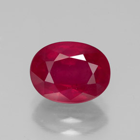 Rubi vermelho natural 2,86ct, corte oval, VS-SI