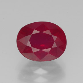 Rubi vermelho natural 2,87ct, corte oval, VS-SI