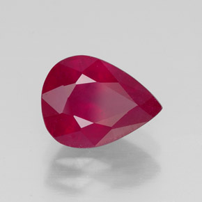 Rubi vermelho natural 2,21ct, formato de pêra, SI