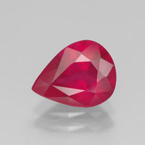 Rubi vermelho natural 1,77ct, formato de pêra, VS-SI