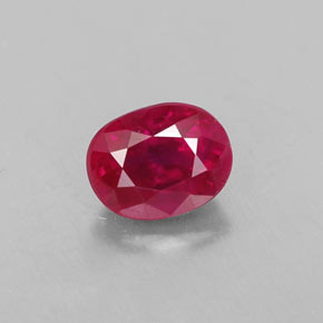 Rubi vermelho natural 0,97ct, corte oval, VS-SI