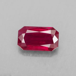 Rubi vermelho natural 1,08ct, corte esmeralda, VS-SI