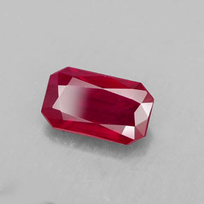Rubi vermelho natural 1,08ct, corte esmeralda, VS-SI