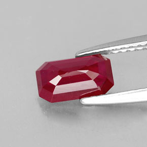 Rubi vermelho natural 1,08ct, corte esmeralda, VS-SI