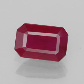 Rubi vermelho natural 1,49ct, corte esmeralda, SI