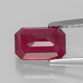Rubi vermelho natural 1,49ct, corte esmeralda, SI
