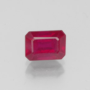Rubi vermelho natural 1,50ct, corte esmeralda, VS-SI