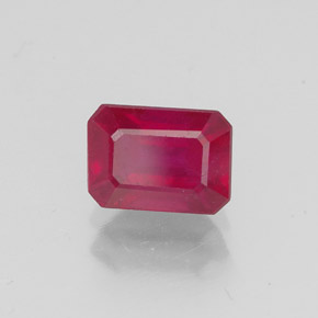 Rubi vermelho natural 1,50ct, corte esmeralda, VS-SI