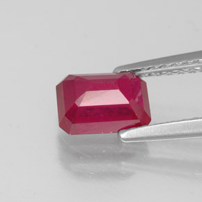 Rubi vermelho natural 1,50ct, corte esmeralda, VS-SI