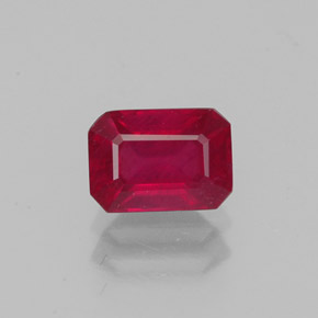 Rubi vermelho natural 1,32ct, corte esmeralda, VS-SI