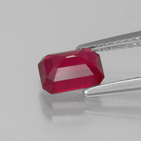 Rubi vermelho natural 1,32ct, corte esmeralda, VS-SI
