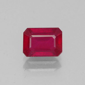 Rubi vermelho natural 1,42ct, corte esmeralda, VS-SI