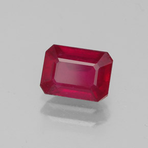 Rubi vermelho natural 1,42ct, corte esmeralda, VS-SI