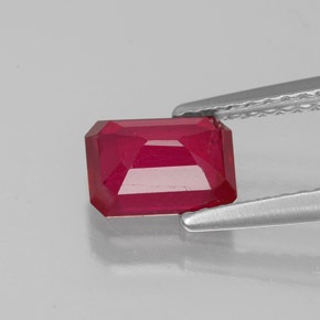 Rubi vermelho natural 1,42ct, corte esmeralda, VS-SI
