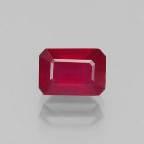 Rubi vermelho natural 1,52ct, corte esmeralda, VS-SI