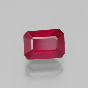 Rubi vermelho natural 1,52ct, corte esmeralda, VS-SI
