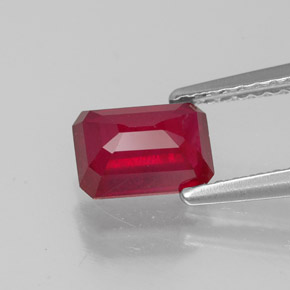 Rubi vermelho natural 1,52ct, corte esmeralda, VS-SI