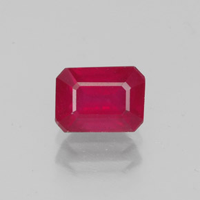 Rubi vermelho natural 1,42ct, corte esmeralda, VS-SI
