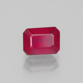 Rubi vermelho natural 1,42ct, corte esmeralda, VS-SI