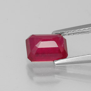 Rubi vermelho natural 1,42ct, corte esmeralda, VS-SI