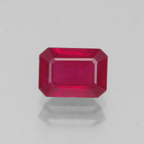 Rubi vermelho natural 1,59ct, corte esmeralda, VS-SI