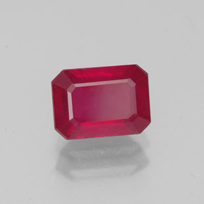 Rubi vermelho natural 1,59ct, corte esmeralda, VS-SI