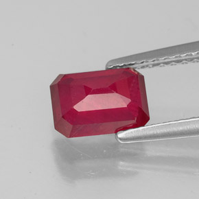 Rubi vermelho natural 1,59ct, corte esmeralda, VS-SI