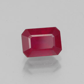 Rubi vermelho natural 1,56ct, corte esmeralda, VS-SI
