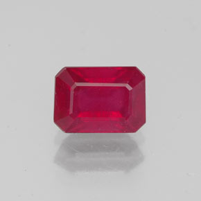 Rubi vermelho natural 1,52ct, corte esmeralda, VS-SI