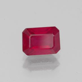 Rubi vermelho natural 1,52ct, corte esmeralda, VS-SI