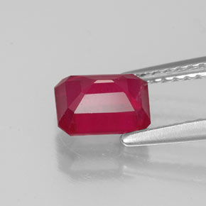 Rubi vermelho natural 1,52ct, corte esmeralda, VS-SI