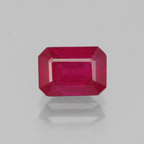 Rubi vermelho natural 1,46ct, corte esmeralda, SI