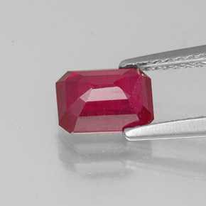 Rubi vermelho natural 1,46ct, corte esmeralda, SI